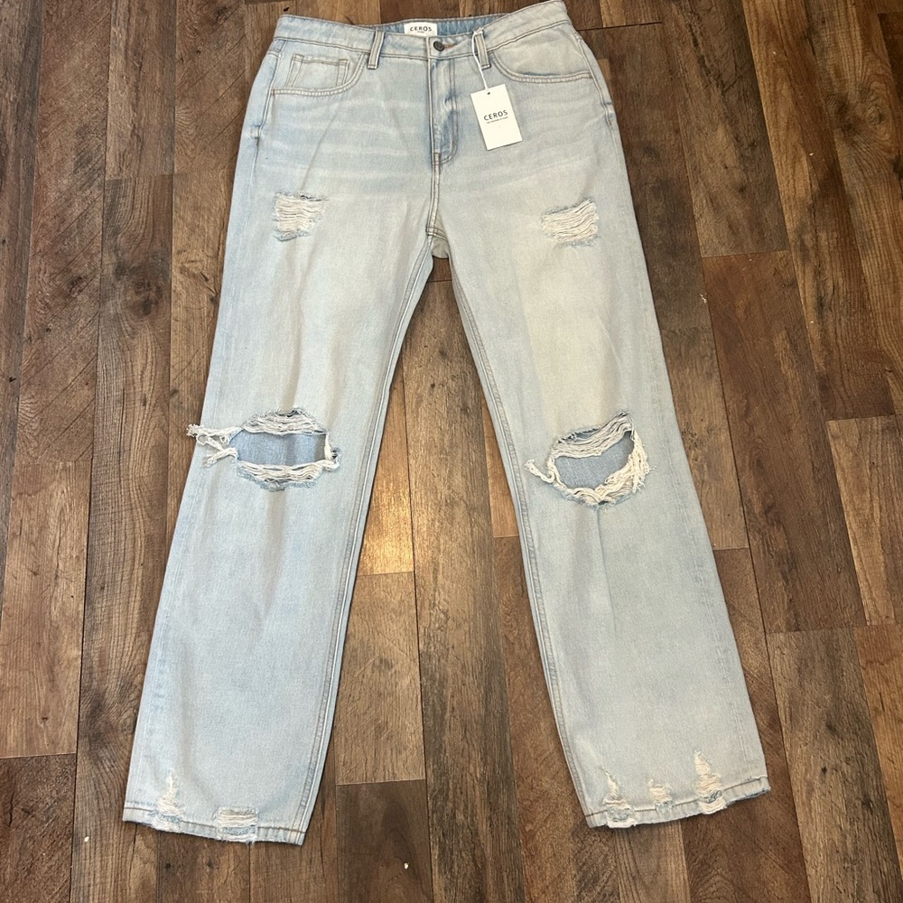 Cider Light Blue Distressed Women's Jeans